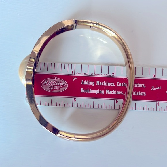 Antique Edwardian Gold Tone Glass Purple Pearl Stone Bangle Bracelet S.O.B & CO - Picture 15 of 15